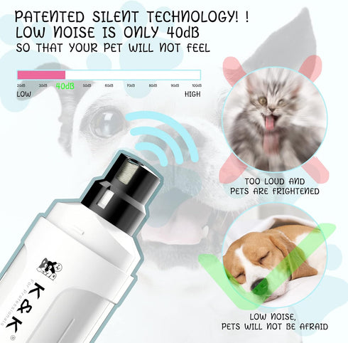 K&K Dog Nail Grinder with 2 LED Light for Large Medium Small Dogs Professional 2-Speed Powerful Electric pet Nail Clipper which Gentle and Painles...