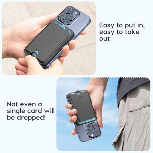 Magnetic Wallet ?Compatible with MagSafe Wallet, for iPhone Wallet with Adjustable Stand, for iPhone 15/14/13/12 Series, 3-Card HolderVegan Leathe...