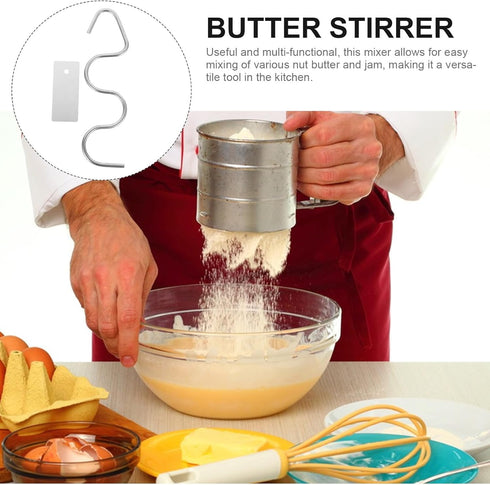 DOITOOL 1 Set Stainless Steel Stirrer Mixer for Peanut Butter Peanut Butter Mixer Stirrer for Nut Butter Manual Butter Stirrer Hand Blender Marmal...
