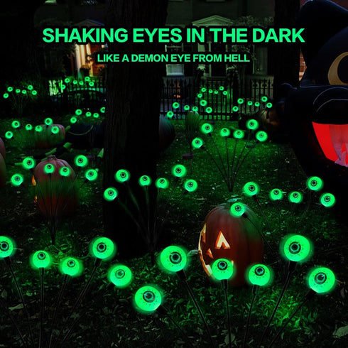 Halloween Decorations Outdoor Solar Scary Eyeball Lights,2PACKS 12LED Green Eyeball Swaying Firefly Lights,Waterproof Solar Halloween Path Lights ...