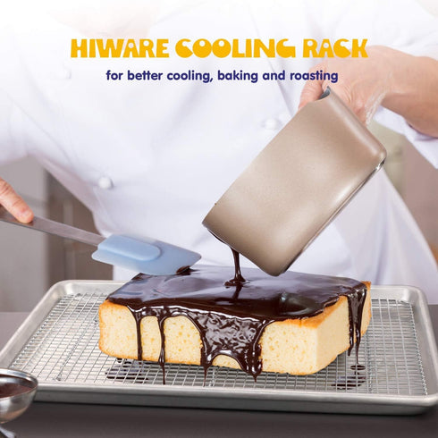 Hiware 2-Pack Cooling Racks for Baking - 10" x 15" - Stainless Steel Wire Cookie Rack Fits Jelly Roll Sheet Pan, Oven Safe for Cooking, Roasting, ...