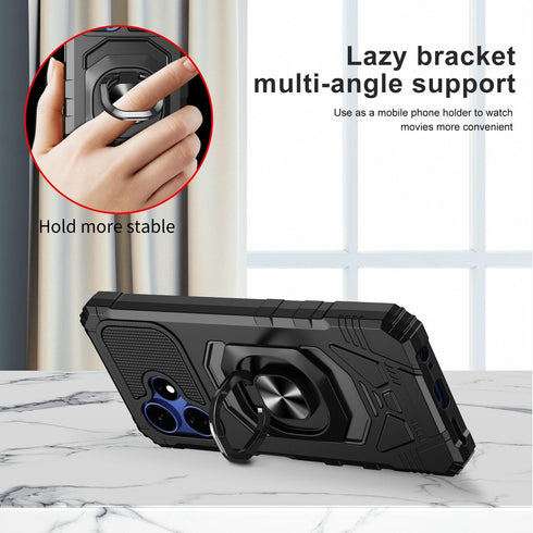 TJS Compatible for Boost Mobile Celero 5G + Plus 2024 (3rd Version) Case, with Tempered Glass Screen Protector, Metal Ring Kickstand Heavy Duty Ce...