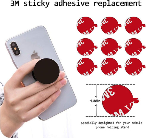 K TOMOTO [10 Pack 3M VHB Sticky Adhesive Pads for Socket Mount Base, Duble Side Heat Resistant Strong Sticker Replacement Tape for Phone Collapsib...