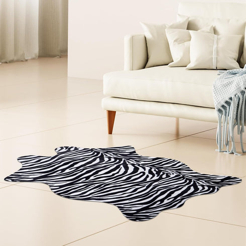 Zebra Print Rug,3.6x2.5 Feet Faux Animal Print Rug Cute Area Rug Fun Western Room Decor Zebra Rugs for Living Room Bedroom Non-Slip (43 inches x 2...