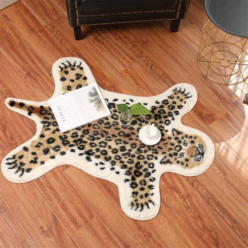 Leopard Print Rug, 2.7 W x 3.5 L Feet Faux Cowhide Skin Rug Animal Printed Area Rug Carpet for Home Office, Livingroom, Bedroom...
