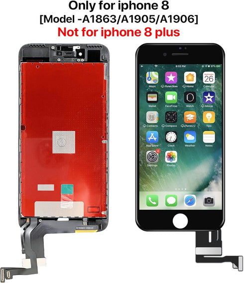 QTlier for iPhone 8 Screen Replacement, LCD Display Touch Screen Digitizer Assembly with Repair Tools+Adhesive Strips+Screen Protector for A1863, ...