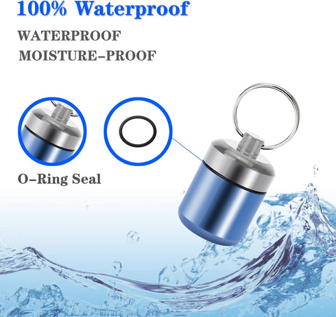 Pill Holder Keychain Container,Portable Aluminium Alloy Waterproof Pill Boxes for Purse Pocket,Small Pill Cases for Outdoor Travel Camping Daily U...