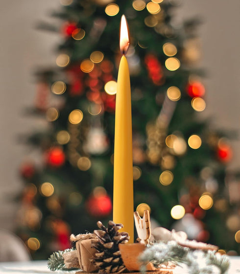6 Packs Natural Beeswax Taper Candles- 8 inch Beeswax Candles, Smokeless and Dripless Beeswax Candles- 8 Hour Burn Time Beeswax Candlesticks- for ...
