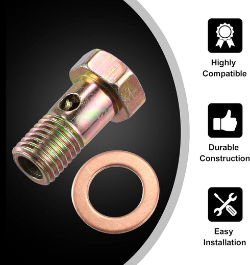 X AUTOHAUX 2 Set Banjo Bolt Brake Fitting Adapter Kit M10x1.25 Brake Line Thread Banjo Bolt with 10mm Washers...