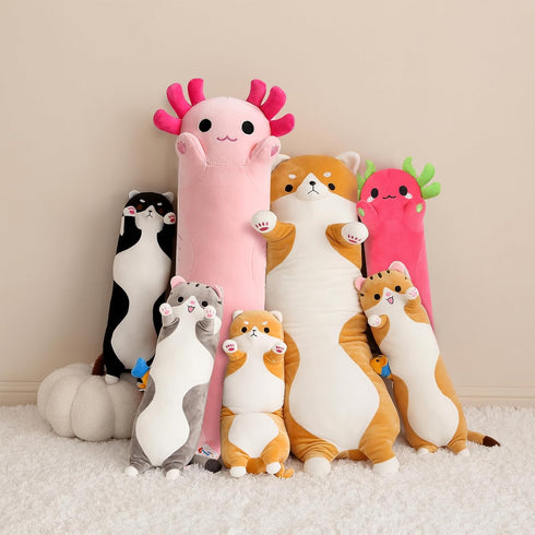PEACH CAT Long Dragon Fruit Axolotl Stuffed Animal Kawaii Pitaya Axolotl Plush Pillow Toy for Girls and Boys 19.6"...