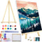 CYNART Framed and Easel Landscape Easy Paint by Numbers Kit for Adults,Sunset Lake Abstract Paint by Numbers Kit for Beginner Home Table and Gift ...