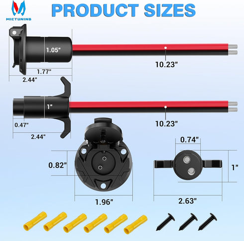 MICTUNING Trolling Motor Plug and Receptacle 12V Quick Connect Socket Compatible With Minn Kota Marine Boat Kayak, 2 Wire 8 Gauge Male Female Trol...