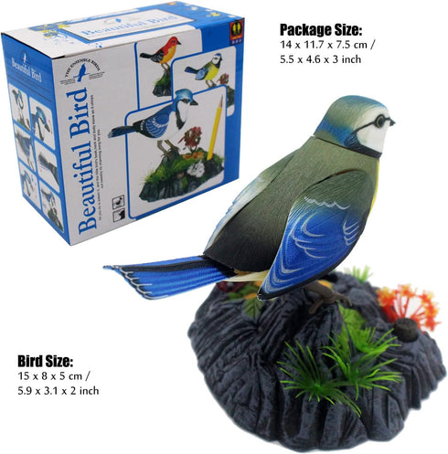 Tipmant Cute Electronic Birds Toys Pets Simulation Realistic Move Chirp Electric Office Home Desk Decor Decoration Kids Birthday Gifts (Blue & Yel...