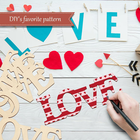 Wooden Love Letter Ornaments to Paint 7 Inch, Large Size Mothers Day Valentine's Day Wooden DIY Blank Unfinished Round Wood Discs Father's Day Orn...
