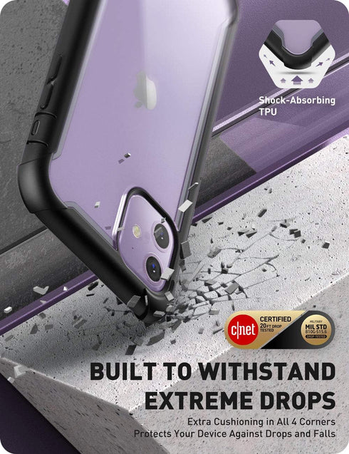 i-Blason Ares Case for iPhone 11 6.1 inch (2019 Release), Dual Layer Rugged Clear Bumper Case with Built-in Screen Protector (Black)...