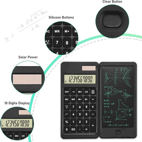 EooCoo Scientific Calculator with Notepad,10-Digit Large Display Office Desk Calcultors,Support Solar and Battery,Foldable Calculator for Students...
