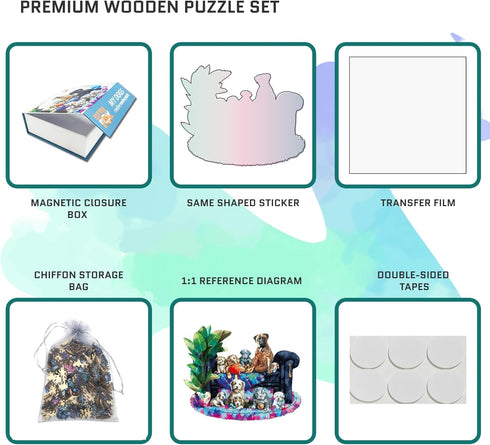 LittleFox Wooden Jigsaw Puzzles Set, Unique Animal Shape, Set with Wall Mounting Kits for Decoration, 10.9 x13.4 in, 215 pcs, Best Gift for Teens ...