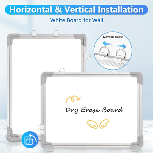 White Board - Dry Erase Board for Wall, Double-Sided 12" x 16" Small Hanging Cubicle Magnetic Whiteboard, Portable for Planning, Kitchen, Memo, Sc...