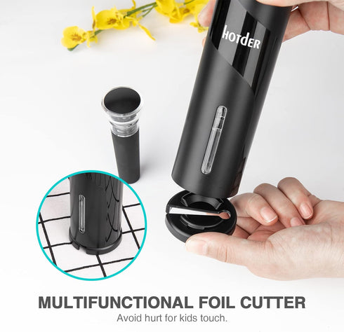 Hotder Electric Wine Opener,Battery Operated Wine Bottle Opener with Corkscrew,Foil Cutter,Wine Stopper,Ideal Gift for Wine Lovers,Home Party Wedd...