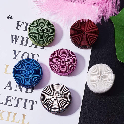 Colorful 16 Yards Ribbon Elastics Glitter Metallic Fold Over Elastic Stretch FOE Elastics Hair Ties Headbands for Baby Girls Hair Bow, 5/8" 15mm, ...