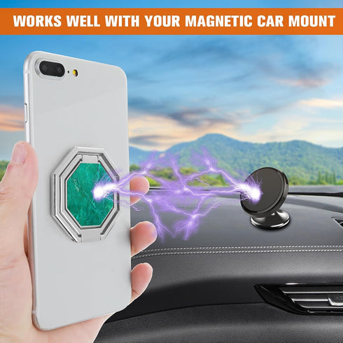 Cell Phone Ring Holder Finger Kickstand, 360° Rotation Metal Cellphone Back Grip Foldable Cell Phone Stand Adjustable Phone Holder Compatible with...