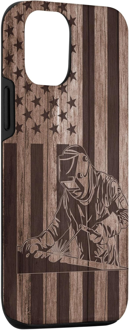 iPhone 13 Wood Welder American Flag USA Patriotic Welder Welding Case...