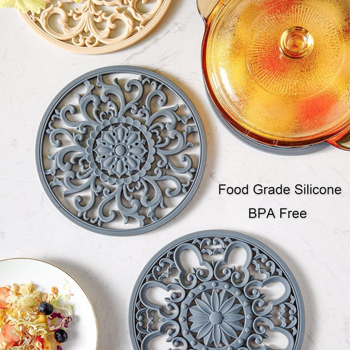 Extra Thick Silicone Trivet Mat for Hot Dishes, Hot Pots and Pans, Pot Holder, Hot Pad to Portect Your Table and Countertop, Kitchen Decor and Acc...