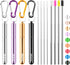 Cruise Ship Essentials,4-Pack reusable Collapsible Stainless Steel Drinking Straws with Aluminum Case,Cleaning Brush,and Keychains ?Black & silver...