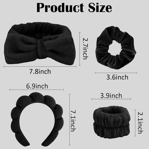 Skincare Spa Headband, Skincare Sponge Headbands for Washing Face, Puffy Make up Headbands with Fluffy Wristbands Set for Women Girls, Soft Terry ...