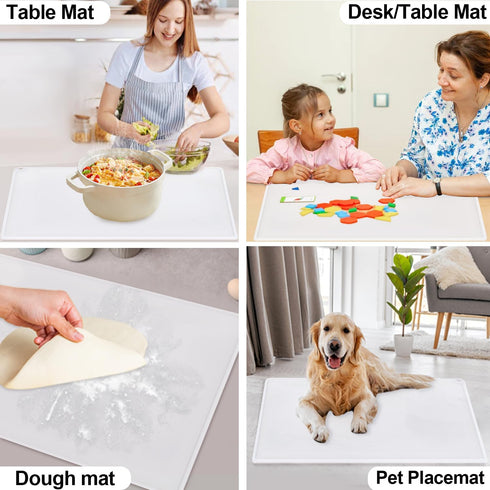 Translucent Baking Mats for Kitchen Counter-Food Grade Kids Dinner Table Placemat Silicone Mats for Crafts Non-Slip Countertop Protector Mat with ...