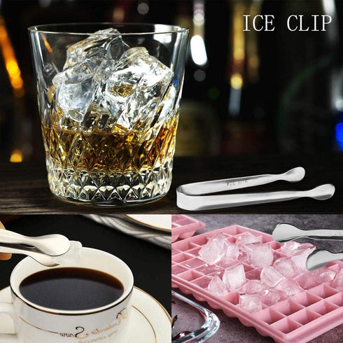 TTSAM 4 Pcs Ice Tongs Sugar Cubes Tongs, Mini Serving Tongs, 304 Stainless Steel, Silver, 4.33 x 0.63 inches...