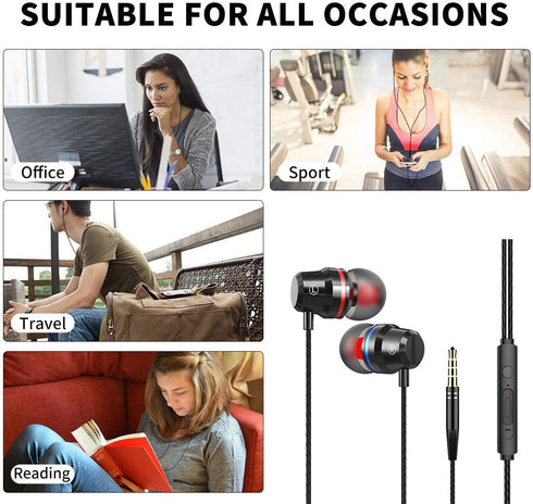 Earbuds Wired Earphones with Microphone in-Ear Headphones for Galaxy A14 A23 A13 A03s A12 A22 A32 5G A42 A52 A72 A11 A21 A51 A71 S10 Plus, Moto G ...