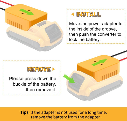 Power Wheels Adapter for Dewalt 20V Battery, Power Wheels Battery Converter Kit with Switch & Fuse & Wire Terminals & 12 AWG Wire for DIY (1-Pack)...