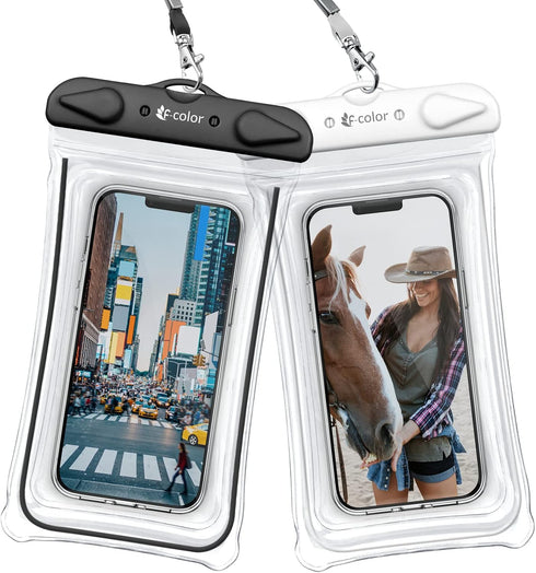 F-color Waterproof Phone Pouch - 2 Pack Phone Waterproof Pouch for iPhone 15 14 Pro Max Galaxy S24 Up to 7.2", IPX8 Waterproof Phone Case with Lan...