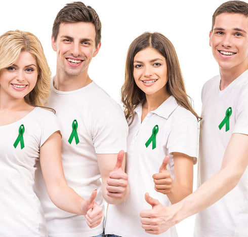 400 Pieces Mental Health Awareness Ribbon Green Satin Ribbon Lapel Pins Fabric Ribbons with Safety Pins for Women Men...