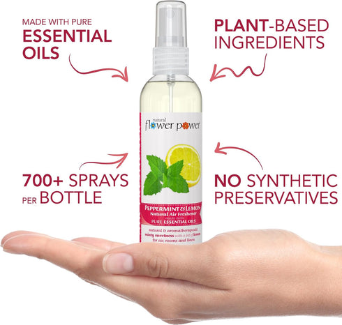 Air Freshener Spray | Peppermint & Lemon | 4 Fl Oz | Pack of 2 | Scented w/Pure Essential Oils | Plant-Based Odor Eliminator | Room, Linen, or Car...
