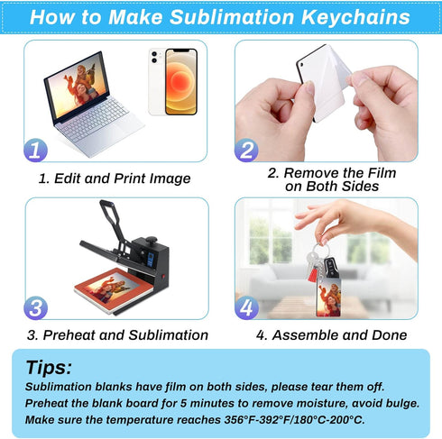 Modacraft 120Pcs Sublimation Keychain Blanks Bulk Set with Rectangle Sublimation Blanks Tassels Keychain Rings & Jump Rings for DIY Keychain Craft...