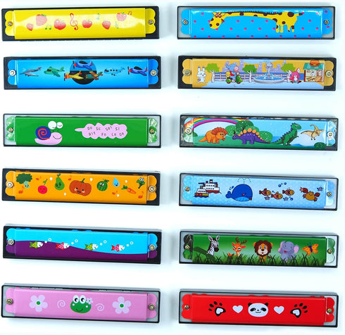 Kids Harmonica Party Favors, 12Pcs Harmonicas for Kids Musical Instrument Toy Gift, 16 Holes Toddlers Harmonica, Kids Party Favors Goodie Bags Stu...