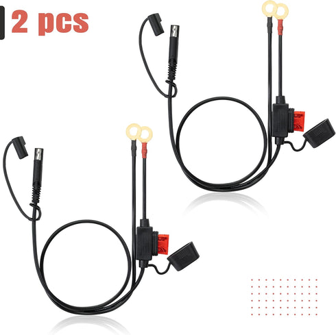 Bates- SAE Battery Connector, 2 Pack, 2 FT, SAE to O Ring Terminal Harness, 2 Pin Battery Connector, SAE Connector, Battery Quick Connect, SAE Ext...