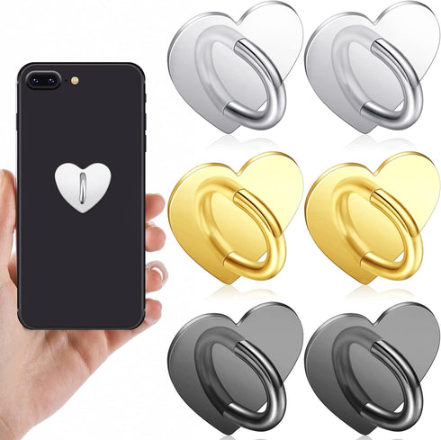 6 Pcs Cell Phone Ring Holder Stand Phone Ring Holder Adhesive Metal Phone Finger Grip Universal Ring Holder for Cell Phone Tablet, Sticky Phone Ch...