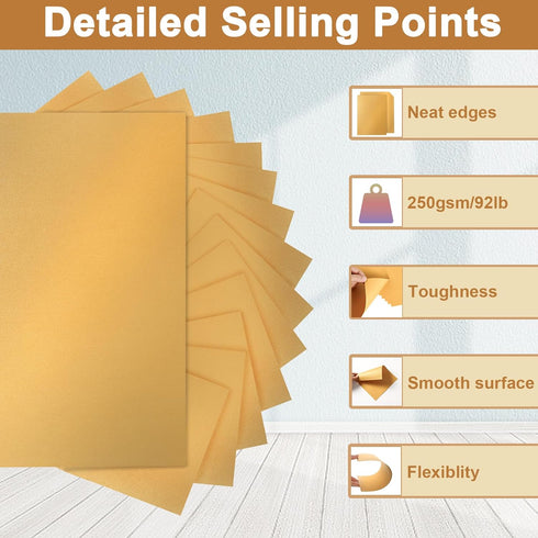 28 Sheets Shimmer Gold Cardstock 8.5 x 11 Metallic Paper, 250gsm/92lb Premium Glossy Paper Card Stock for DIY Cards Making, Anniversaries, Wedding...