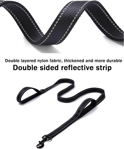 6FT Orange Strong Dog Leash with 2 Padded Handles, Traffic Handle Extra Control, Double-Sided Reflective Walking Lead for Small Medium and Large D...