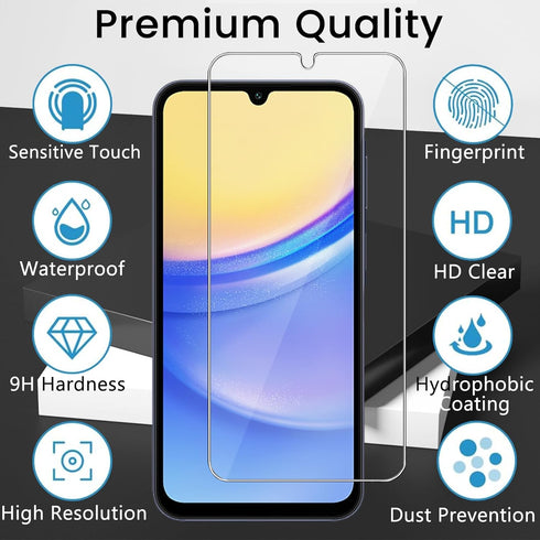 4 Pack Screen Protector for Samsung Galaxy A15 5G with 4 Pack Camera Lens Protector, Full Coverage Tempered Glass Film Anti-Fingerprint Case Frien...