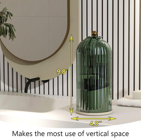 Makeup Brush Holder with Dustproof Cover 360 Rotating Makeup Brush Organizer for Vanity Bathroom, Green...