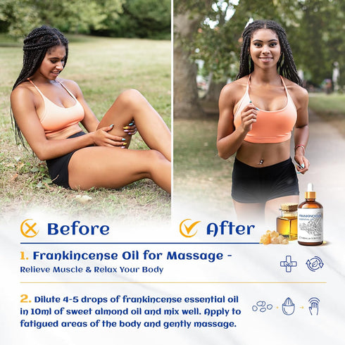 HIQILI 100ML Frankincense Essential Oil, for Massage, Pain Relief, 100% Pure and Natural 3.38 Fl Oz...
