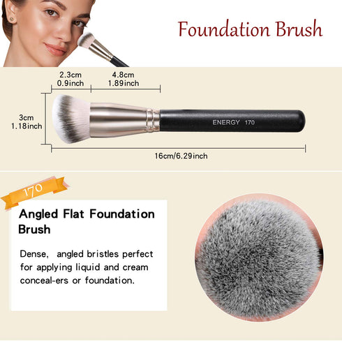ENERGY Makeup Brushes Foundation Brushes for Liquid Makeup Professional Kabuki Foundation Brush Concealer Brush Under Eye Nose Contour Brush for L...