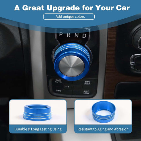 for Durango Gear Shift Knob Cover Trim Ring for Dodge RAM 2013-2017/Durango 2014-2017 Blue Interior Accessories...