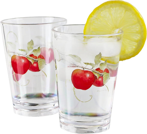 Harvest Apple Collection by Sandy Clough Acrylic Plastic 8 oz Juice Drinkware, For Cold Drinks, Set of 6...