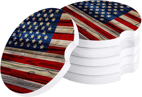 Independence Day 4th of July Cup Holders Car Coasters for Women/Men - 2 Pack Absorbent Ceramic Stone Drinks Automotive Cup Holders Coaster Set Pat...
