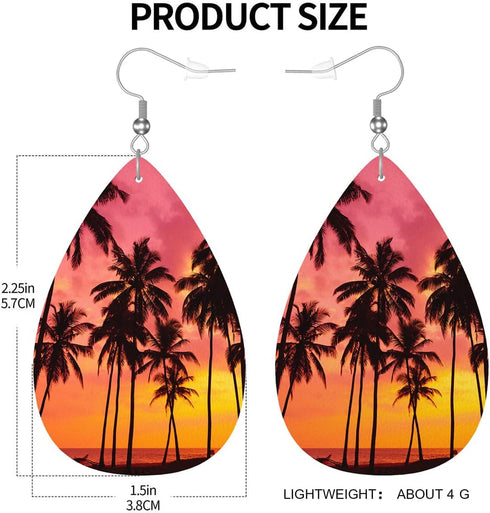 Geometric Teardrop Earrings, Oriental Pink Aqua Rainbow Moroccan Pattern Double-Sided Dangle Earring For Women Friends, Lightweight Faux Leather E...